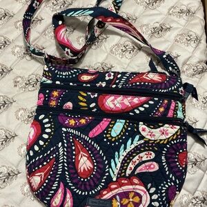 Vera Bradley Navy Paisley Crossbody with Pink, Red & Teal Accents